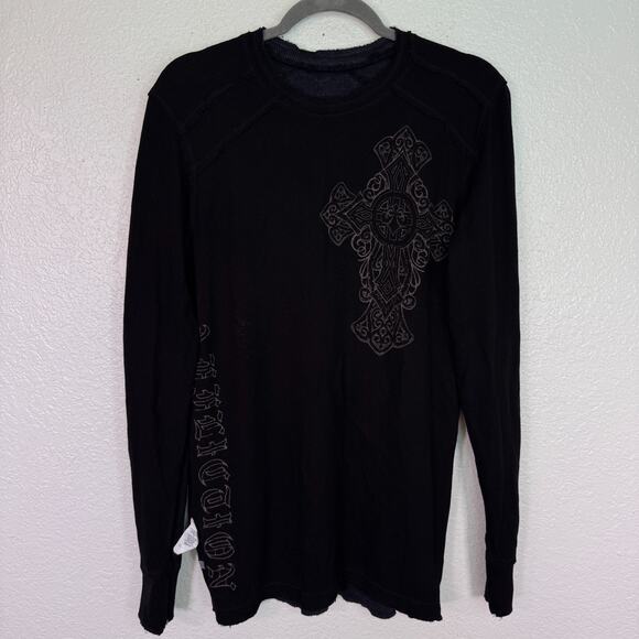 Affliction Thermal Shirt Mens Large Dakota Hills Reversible Tee Live Fast Y2K - Picture 3 of 15